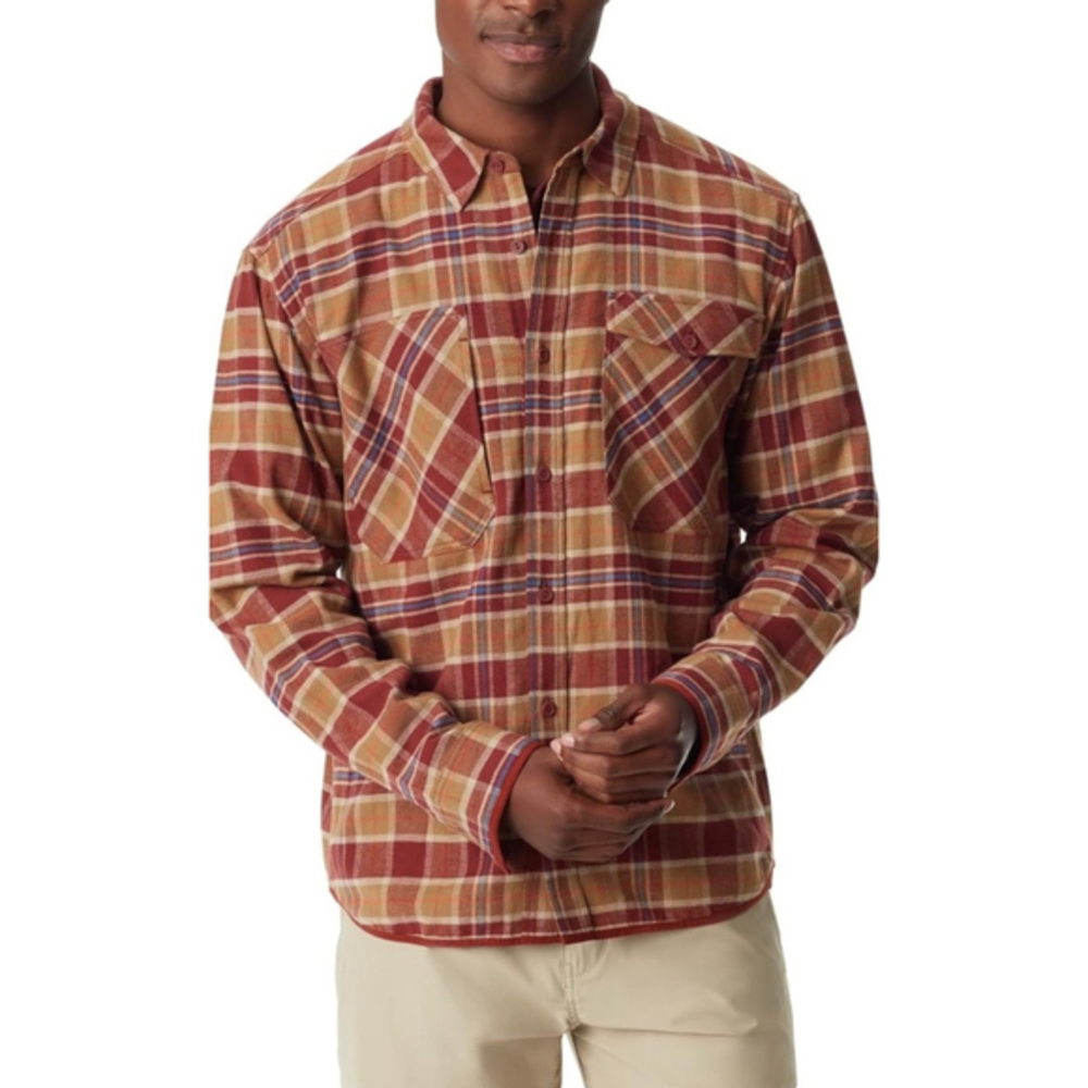 Bass Outdoor Mens Stretch Flannel Button Front Shirt with 2 Pockets Standard L